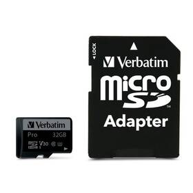Verbatim Pro microSDHC 32GB UHS-I V30 U3 (90R/45W) + adaptér