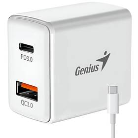 Nabíječka do sítě Genius PD-20ACP, 20W, 1x USB-C, 1x USB-A + kabel USB-C 1 m bílá barva
