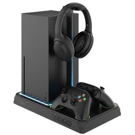 Dokovací stanice FIXED pro Xbox Series X a S s odvětráváním a nabíjením pro dva ovladače Xbox černá barva
