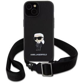 Kryt na mobil Karl Lagerfeld Saffiano Crossbody Metal Ikonik na Apple iPhone 15 Plus (KLHCP15MSASKNPBK) černý