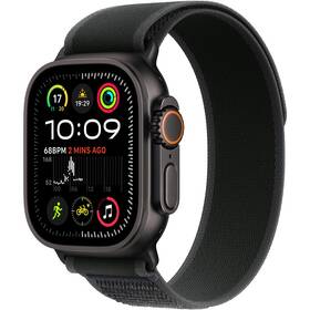 Apple Watch Ultra 2 GPS + Cellular 49mm pouzdro z černého titanu - černý trailový tah - S/M