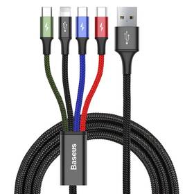 Kabel Baseus 4v1, USB/2x USB-C, Lightning, Micro USB, 1,2m (CA1T4-B01) černý