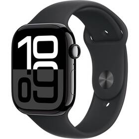 Apple Watch Series 10 GPS 46mm pouzdro z klavírně černého hliníku - černý sportovní řemínek - S/M