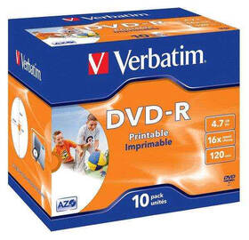 Verbatim DVD-R 4.7GB, 16x, printable, jewel box, 10ks