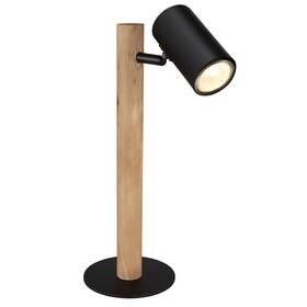 Stolní lampička GLOBO Herti, 1xGU10, 5W (9007371440344) černá/dřevo
