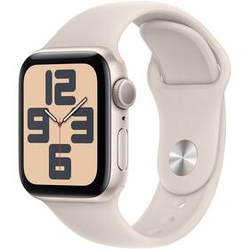 Chytré hodinky Apple Watch SE 2023 GPS 44mm pouzdro z hvezdně bílého hliníku - hvězdně bílý sportovní řemínek - M/L (MRE53QC/A) - zánovní - 24 měsíců záruka