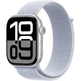 Chytré hodinky Apple GPS 42mm pouzdro ze stříbrného hliníku - oblačně modrý provlékací sportovní řemínek 
