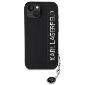 Kryt na mobil Karl Lagerfeld PU Saffiano Rhinestone Charm na Apple iPhone 14 černá barva
