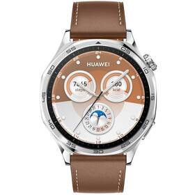 Huawei Watch GT 5 46 mm - Silver + Brown Composite Leather Strap