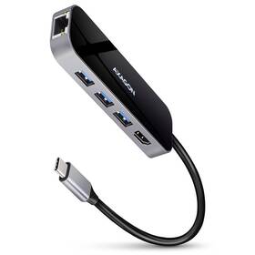 USB Hub Axagon USB 3.2 Gen 1 hub, 3x USB-A, HDMI 4k/60Hz, RJ-45 GLAN, PD 100W, kabel USB-C 20cm (HMC-6GL) šedý