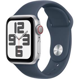 Chytré hodinky Apple Watch SE 2023 Watch SE 2023 GPS + Cellular 44mm pouzdro ze stříbrného hliníku - bouřkově modrý sportovní řemínek - S/M (MRHF3QC/A) - rozbaleno - 24 měsíců záruka