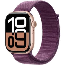 Chytré hodinky Apple GPS + Cellular 46mm pouzdro z růžově zlatého hliníku - švestkový provlékací sportovní řemínek 
