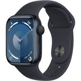 Chytré hodinky Apple Watch Series 9 GPS 41mm pouzdro z temně inkoustového hliníku - temně inkoustový sportovní řemínek - M/L (MR8X3QC/A) - zánovní - 24 měsíců záruka