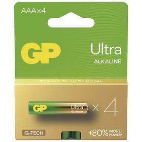 Baterie alkalická GP Ultra AAA (LR03), 4 ks (B02114)