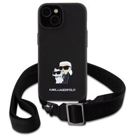 Kryt na mobil Karl Lagerfeld Saffiano Crossbody Metal Karl and Choupette na Apple iPhone 15 Plus (KLHCP15MSAKCPBK) černý
