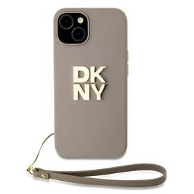 Kryt na mobil DKNY Leather Stack Strap Wrist na Apple iPhone 15 béžová barva
