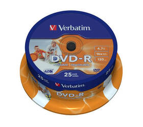 Verbatim Printable DVD-R 4.7GB, 16x, 25cake