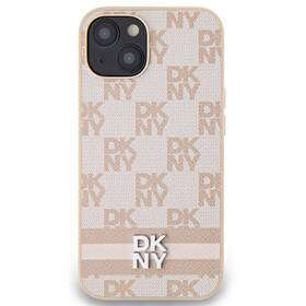 Kryt na mobil DKNY PU Leather Checkered Pattern and Stripe na iPhone 15 (DKHCP15SPCPTSSP) růžový