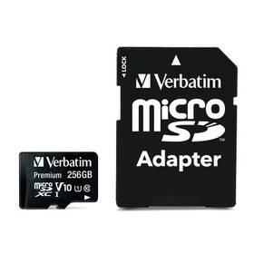 Paměťová karta Verbatim Premium microSDXC 256GB UHS-I V10 U1 (90R/10W)+ adaptér (44087)
