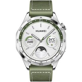 Chytré hodinky Huawei Watch GT 4 46 mm - Silver + Green Strap (55020BGV) - zánovní - 24 měsíců záruka