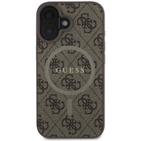 Kryt na mobil Guess PU Leather 4G Colored Ring MagSafe na Apple iPhone 16 hnědá barva
