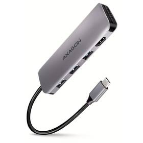 USB Hub Axagon USB 3.2 Gen 1 hub, 3x USB-A, HDMI 4k/30Hz, SD/microSD, kabel USB-C 20cm (HMC-HCR3A) šedý