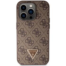 Kryt na mobil Guess 4G Strass Triangle Metal Logo + Crossbody Popruh na Apple iPhone 15 Pro Max hnědá barva
