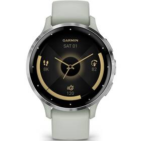 Chytré hodinky Garmin Venu 3S Silver/Sage Gray Silicone Band (010-02785-01) - rozbaleno - 24 měsíců záruka