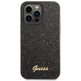 Kryt na mobil Guess Glitter Flakes Metal Logo na Apple iPhone 14 Pro Max (GUHCP14XHGGSHK) černý