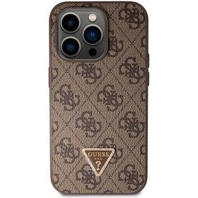 Kryt na mobil Guess 4G Strass Triangle Metal Logo na Apple iPhone 15 Pro (GUHCP15LP4TDPW) hnědý