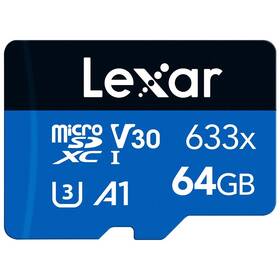 Paměťová karta Lexar 633x microSDXC 64GB UHS-I, (100R/45W) C10 A1 V30 U3 (LMS0633064G-BNNNG)