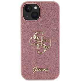 Kryt na mobil Guess Fixed Glitter 4G Metal Logo na Apple iPhone 15 (GUHCP15SHG4SGP) růžový