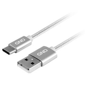 Kabel GND USB / USB-C, 1m, opletený (USBAC100MM08) titanium - zánovní - 24 měsíců záruka