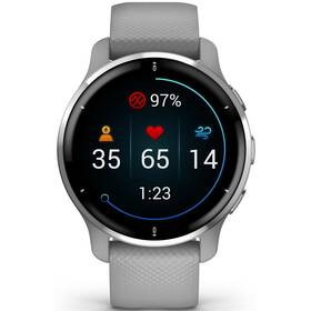 GPS hodinky Garmin Venu 2 Plus - Silver/Gray Silicone Band (010-02496-10) - zánovní - 24 měsíců záruka