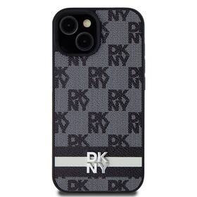 Kryt na mobil DKNY PU Leather Checkered Pattern and Stripe na iPhone 15 černá barva
