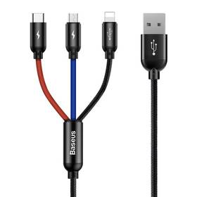 Kabel Baseus 3v1 USB/microUSB+Lightning+USB-C, 3,5A, 1,2m (CAMLT-BSY01) černý