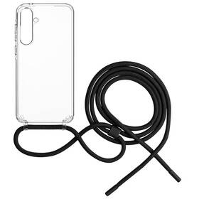 Kryt na mobil FIXED Pure Neck s černou šňůrkou na krk na Samsung Galaxy A55 5G (FIXPUN-1263-BK) průhledný
