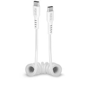 Kabel SBS USB-C/USB-C spirálový, 60 W, 1 m bílá barva
