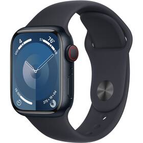 Chytré hodinky Apple Watch Series 9 GPS + Cellular 45mm pouzdro z temně inkoustového hliníku - temně inkoustový sportovní řemínek - M/L (MRMD3QC/A) - zánovní - 24 měsíců záruka