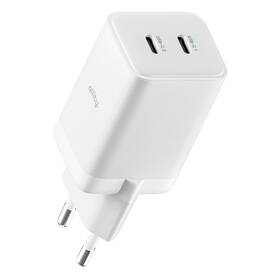 Nabíječka do sítě Allity GaN PD, 2x USB-C 45W bílá barva
