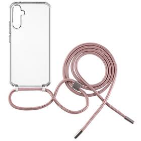 Kryt na mobil FIXED Pure Neck s růžovou šňůrkou na krk na Samsung Galaxy A34 5G (FIXPUN-1086-PI) průhledný
