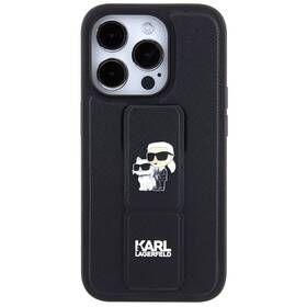 Kryt na mobil Karl Lagerfeld Saffiano Grip Stand Metal Logo na Apple iPhone 15 Pro Max černá barva
