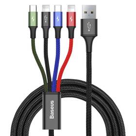 Kabel Baseus 4v1, USB/ USB-C, 2x Lightning, Micro USB, 1,2m (CA1T4-A01) černý
