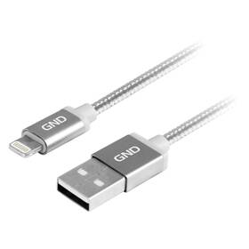 Kabel GND USB / lightning MFI, 1m, opletený (LIGHTN100MM08) titanium - zánovní - 24 měsíců záruka