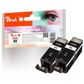 Inkoustová náplň Peach Canon PGI-525, 2x410 stran, 2-pack (319178) černá