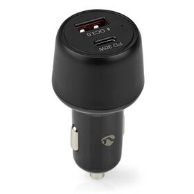 Adaptér do auta Nedis 1×USB, 1×USB-C, 48W černá barva
