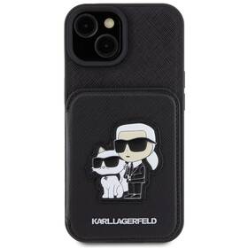Kryt na mobil Karl Lagerfeld PU Saffiano Card Slot Stand Karl and Choupette na Apple iPhone 15 (KLHCP15SSAKCSCK) černý