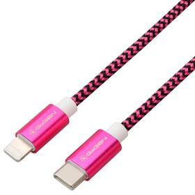 Kabel GoGEN USB-C / Lightning, 1m, opletený (USBC8P100MM25) fialový