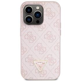 Kryt na mobil Guess 4G Strass Triangle Metal Logo na Apple iPhone 15 Pro (GUHCP15LP4TDPP) růžový