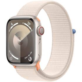 Chytré hodinky Apple Watch Series 9 Watch Series 9 GPS + Cellular 45mm pouzdro z hvezdně bílého hliníku - hvězdně bílý provlékací sportovní řemínek (MRMA3QC/A) - zánovní - 24 měsíců záruka